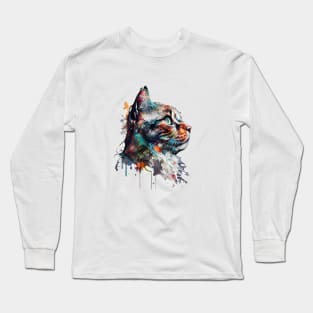 Cat Colorful Illustration Long Sleeve T-Shirt